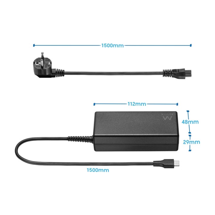EWENT USB-C-Ladegerät für Laptops mit Power Delivery 65W