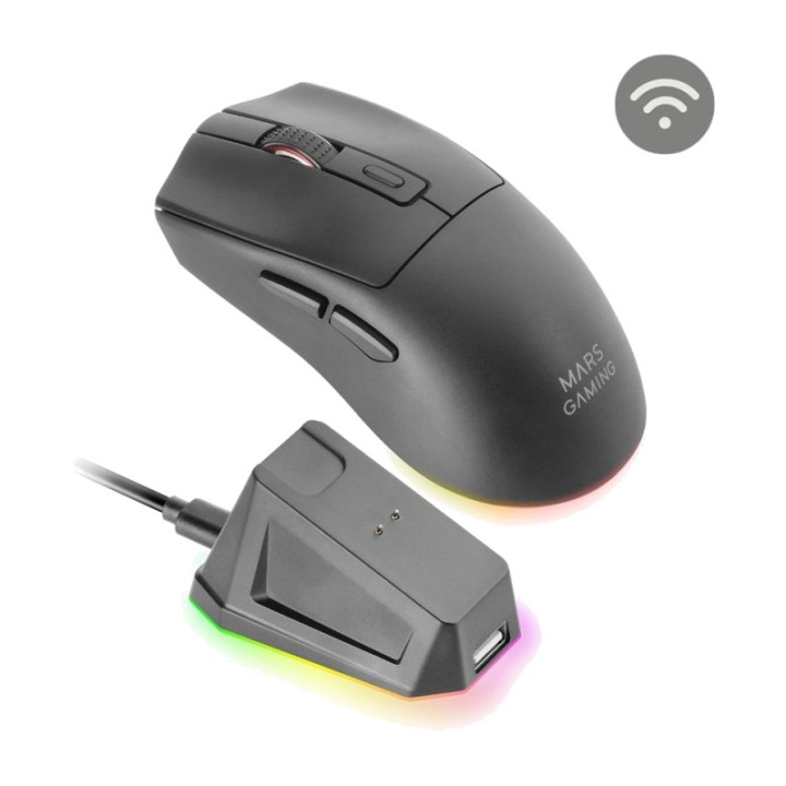 MARS GAMING Ratón inalámbrico ultraligero con base de carga