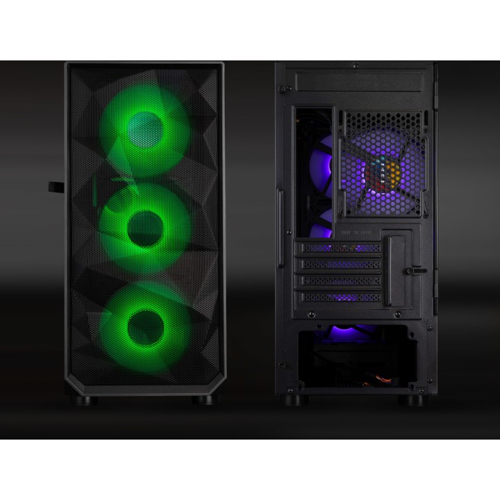 TOOQ Carcasă gaming minitower pentru PC cu ventilatoare