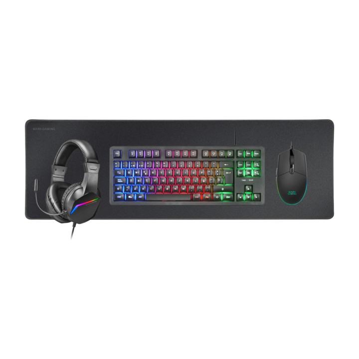 MARS GAMING Pack con tastiera in francese, mouse, cuffie e
