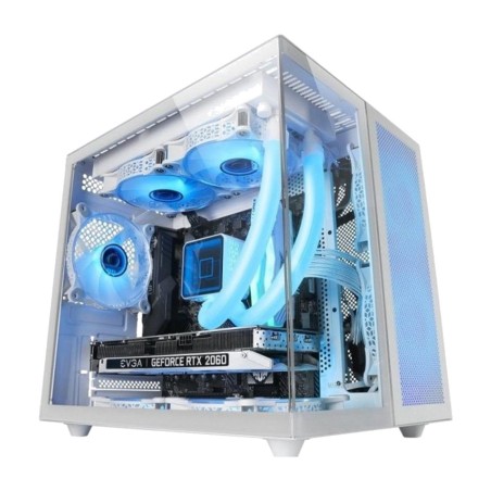 kubformad datorchassi med dubbla paneler av härdat glas mc-novam micro-atx