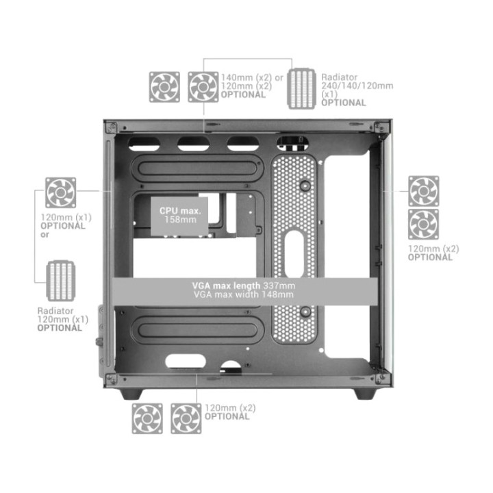 MARS GAMING Boîtier PC de type cube avec double panneau en