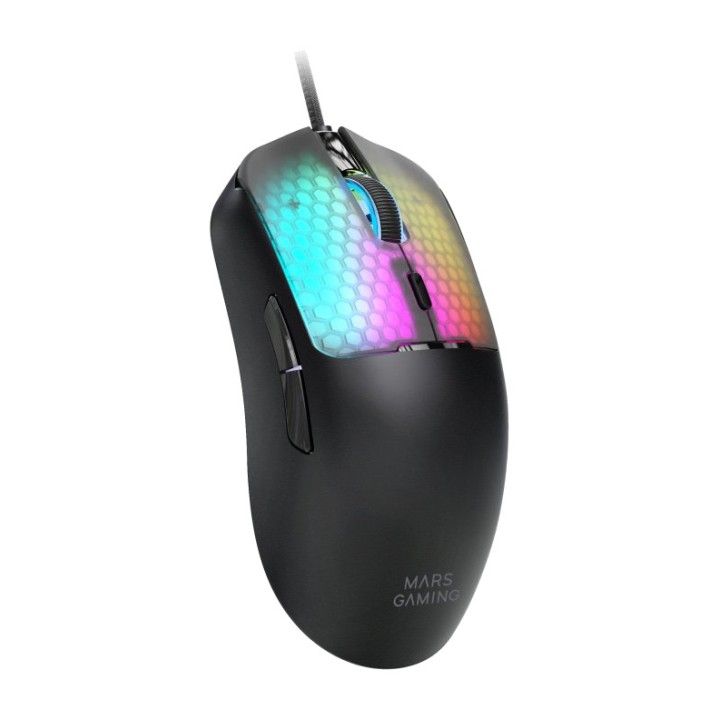 MARS GAMING Ratón ultraligero de 56 gramos con iluminación