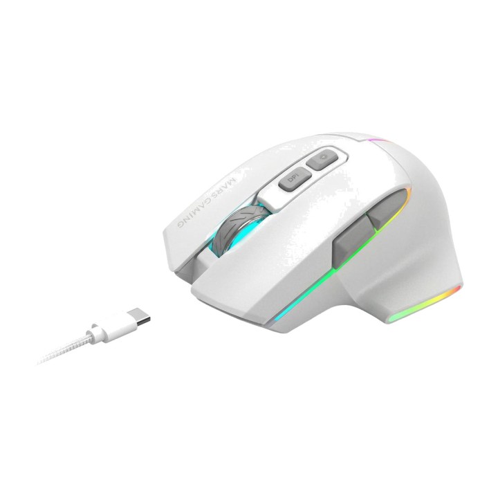MARS GAMING Ratón inalámbrico ergonómico con reposapulgares