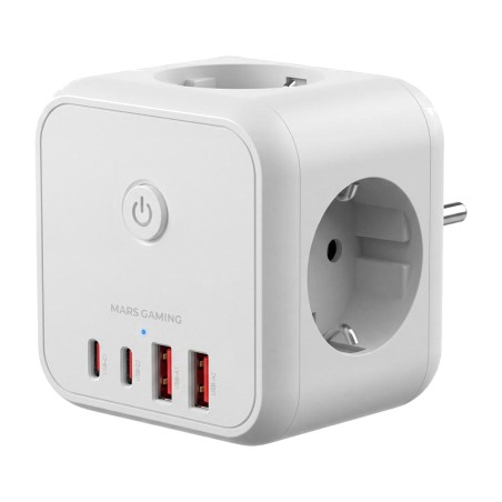 tisch-steckdosenwürfel mit 3 schuko-steckdosen und 4 usb-anschlüssen md-cube20 20w