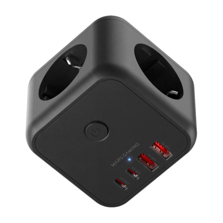 MARS GAMING Regleta cubo de sobremesa con 3 enchufes schuko