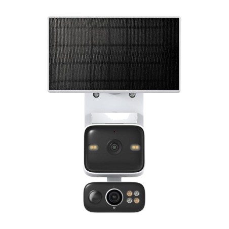 kit de caméra de surveillance ip wi-fi à double objectif, avec batterie et panneau solaire tapo c645d 2k