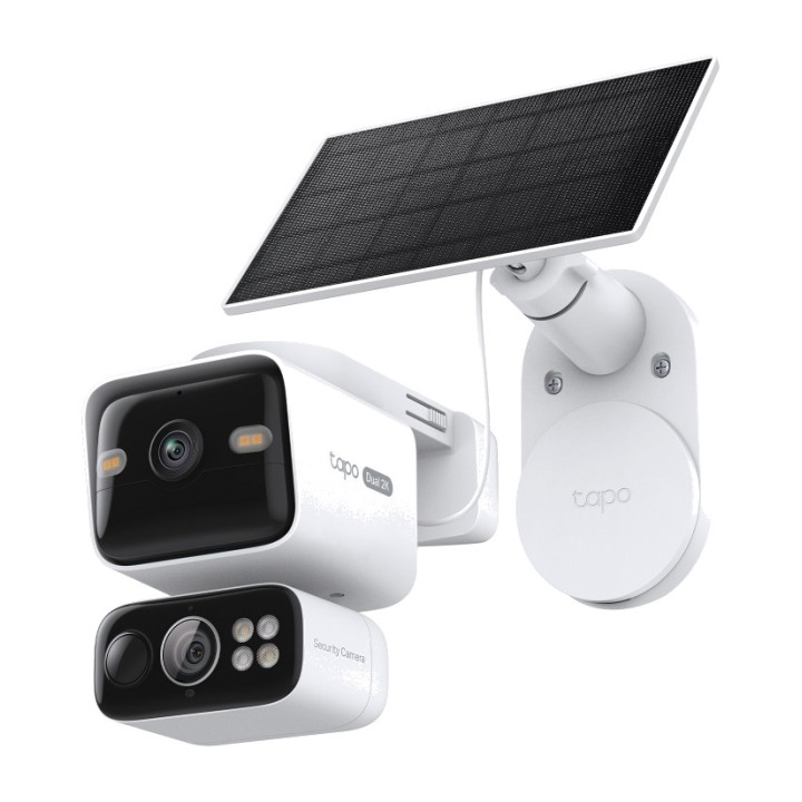TP-LINK WiFi IP security camera kit with dual lens, battery