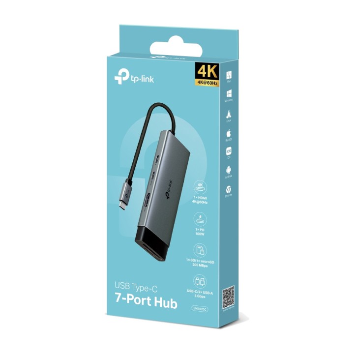 TP-LINK Hub USB-C 7 in 1 in alluminio con HDMI UH7020C