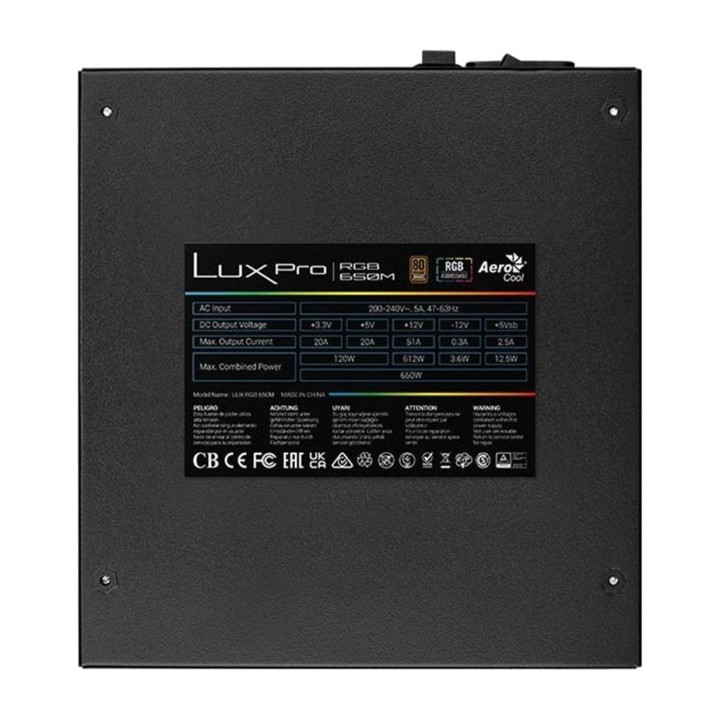 AEROCOOL ATX power supply with RGB lighting for PC LUX-PRO