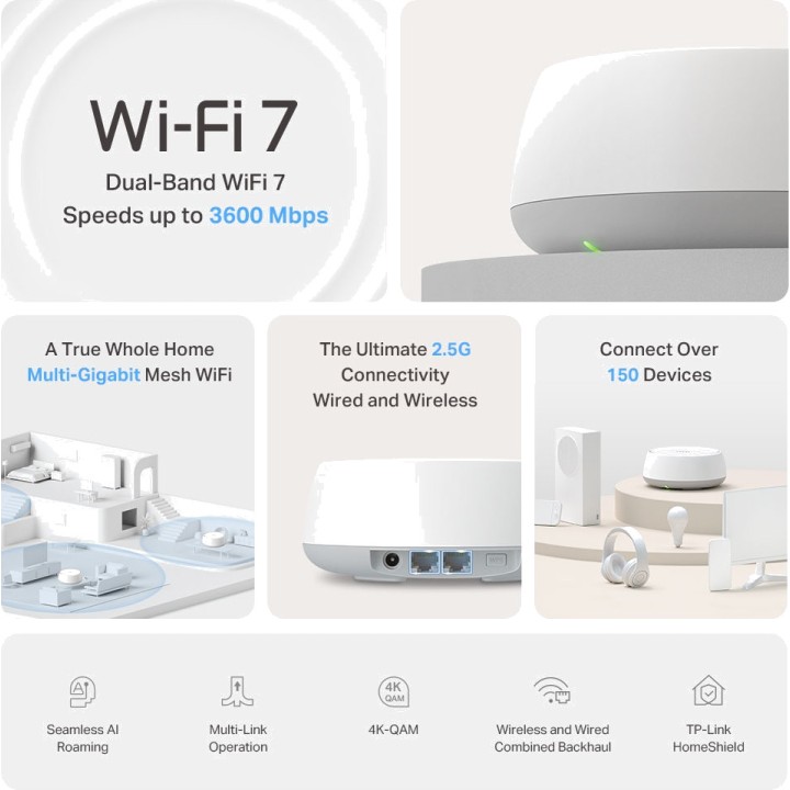 TP-LINK Système mesh Wi-Fi 7 bi-bande DECO BE25 BE3600 3 UDS