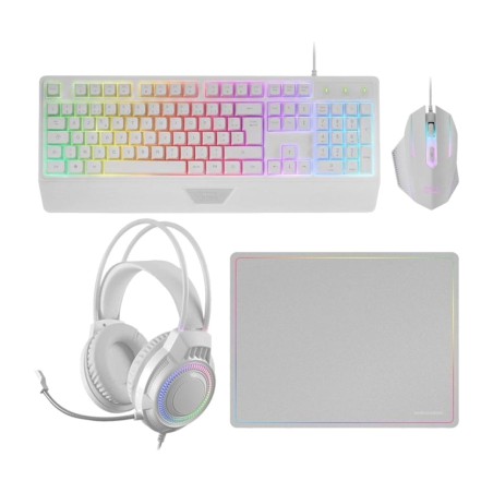 pack gaming de teclado en francés, ratón, auriculares y alfombrilla mcp124pro azerty-fr