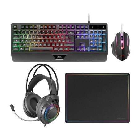 pack gaming con tastiera in francese, mouse, cuffie e tappetino mcp124pro azerty-fr