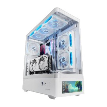 semitårn-kabinet til pc med integreret skærm og buet hærdet glas mc-lcdpro atx-7.2"
