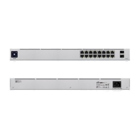 switch gigabit administrable avec alimentation par ethernet pour montage en rack unifi usw-16-poe 2-sfp 42w
