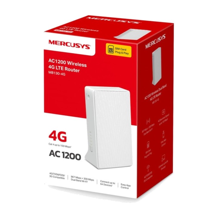MERCUSYS 4G-LTE-Router mit Dualband-WLAN MB130-4G AC1200