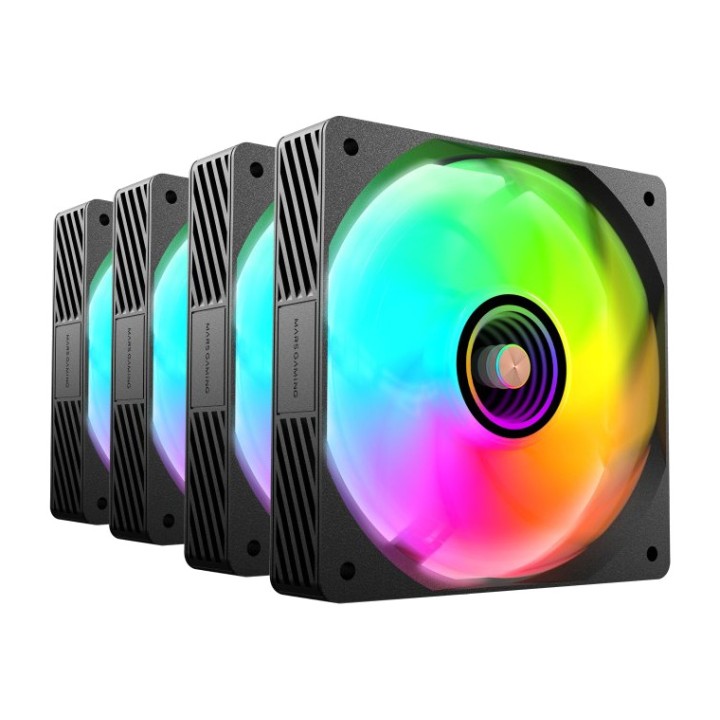 MARS GAMING PC-Gehäuselüfter-Kit mit ARGB-Beleuchtung, Hub