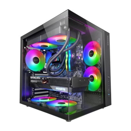 caja para pc tipo cubo con cristal templado mc-vone atx-frgb