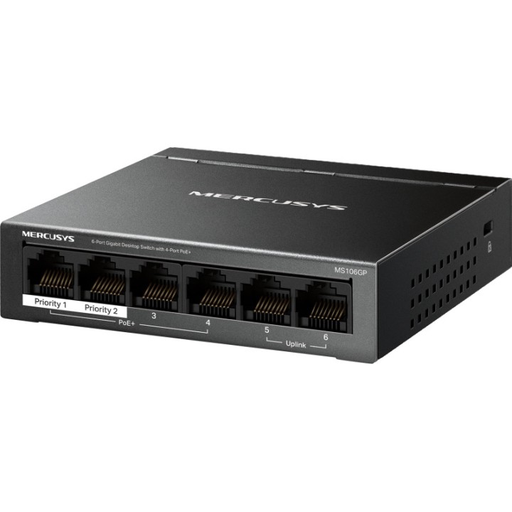 MERCUSYS Switch Gigabit desktop a 6 porte con PoE+ MS106GP