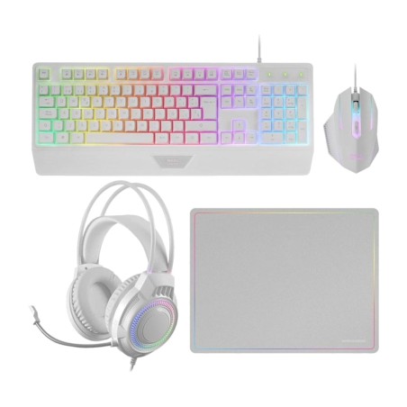 bundle gaming con tastiera spagnola, mouse, cuffie e tappetino per mouse mcp124pro qwerty-es