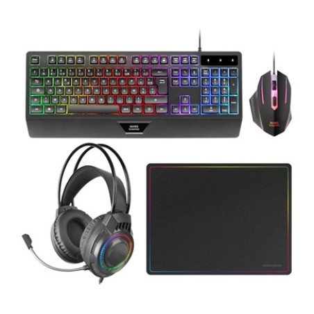 pack gaming de teclado en español, ratón, auriculares y alfombrilla mcp124pro qwerty-es