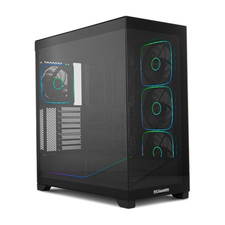 atx igralno semi-tower ohišje s kaljenim steklom, airflow sprednjim delom in argb hummer-blade gpu-455mm