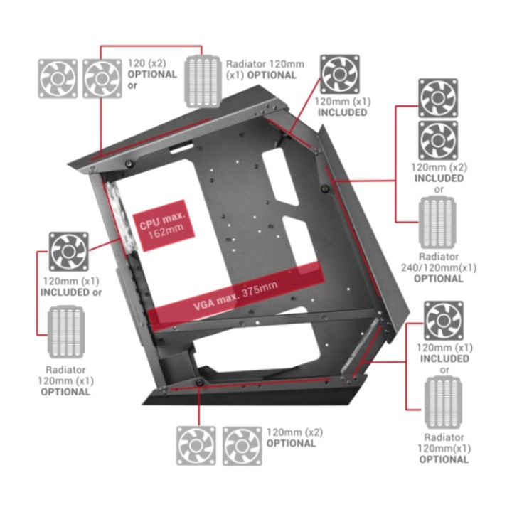 MARS GAMING Semitower pc-kabinet med lysstyring MC51