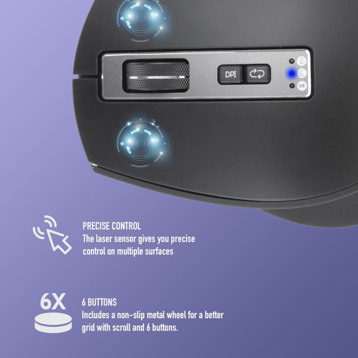 NGS Souris laser sans fil rechargeable 6 boutons