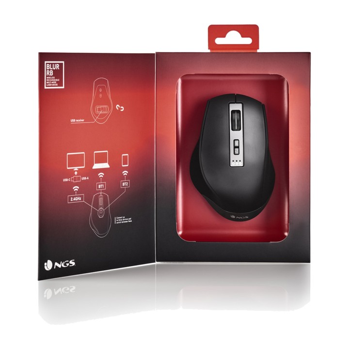 NGS Souris laser sans fil rechargeable 6 boutons