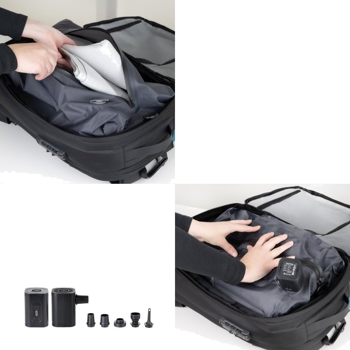 TOOQ Laptop backpack with vacuum compression and included