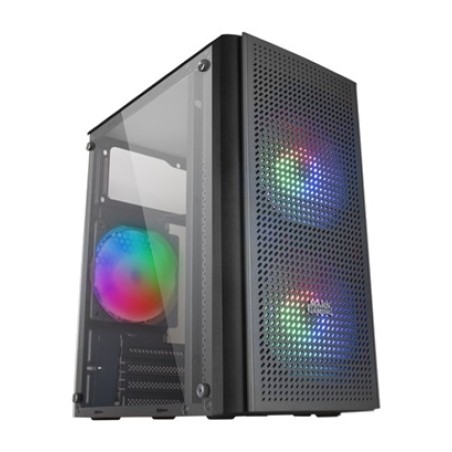 boîtier pc compact avec triple ventilateur mc300 micro-atx frgb 3x120mm