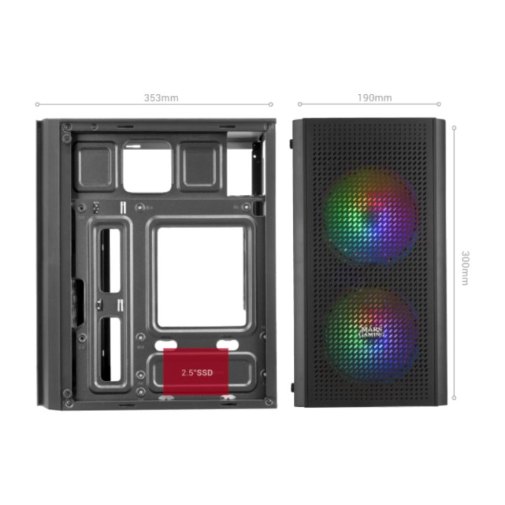 MARS GAMING Compact PC case with triple fan MC300 MICRO-ATX