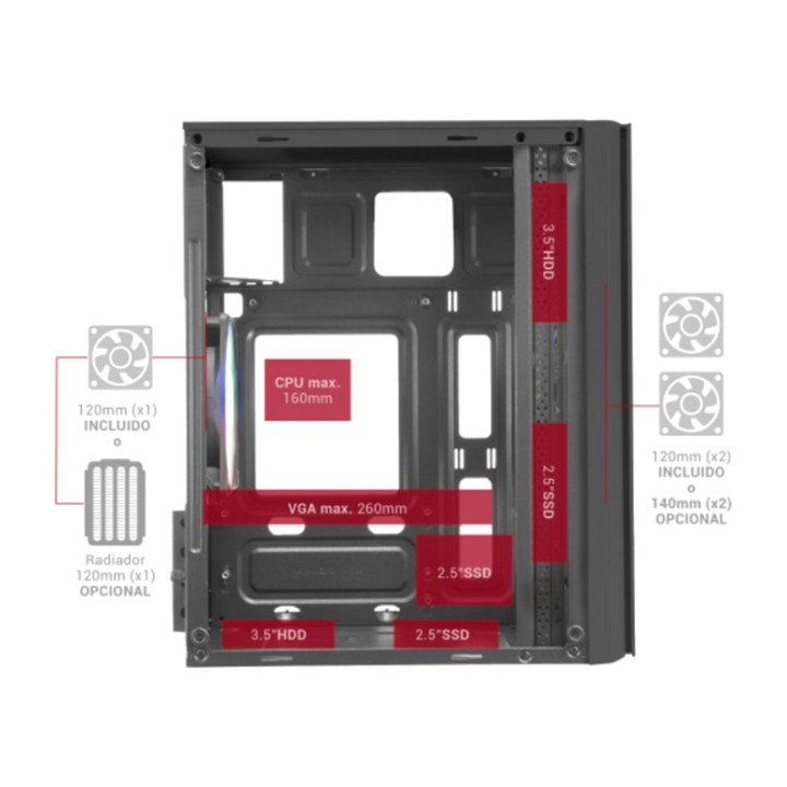 MARS GAMING Caja para PC compacta con triple ventilador