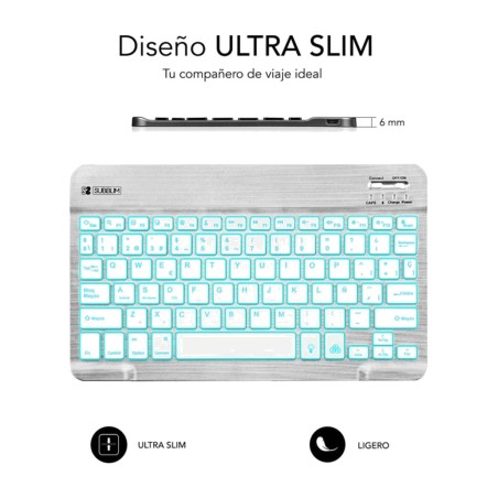 kompakte bluetooth-tastatur mit hintergrundbeleuchtung für tablet und mobiltelefon smart-backlit sub-kbt-smbl30