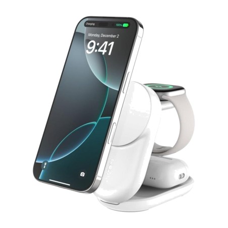 3-in-1 faltbare magnetische ladestation für smartphone, uhr und kopfhörer ultracharge-qi2 wiz037kq 25w