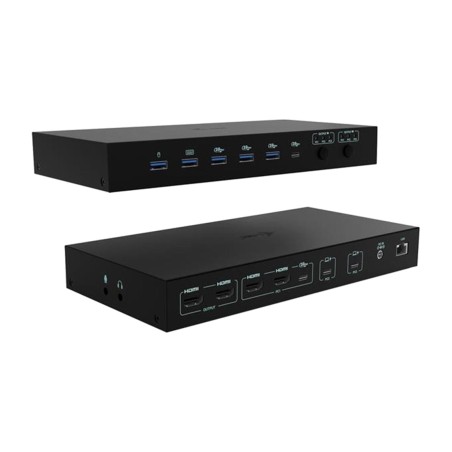 12-in-1 kvm docking station for 3 devices and 2 monitors c31kvmdockpdpro