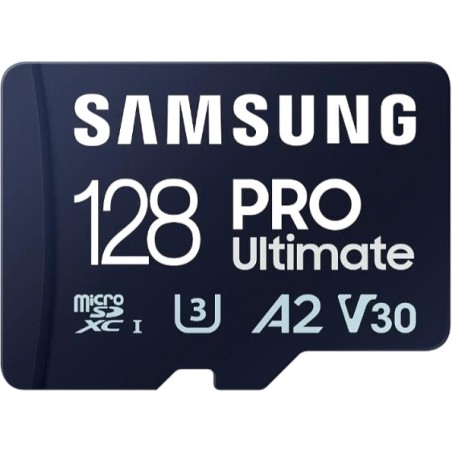 uhs-i microsdxc memory card with sd adapter pro-ultimate 128gb u3 v30 a2 mb-my128sa