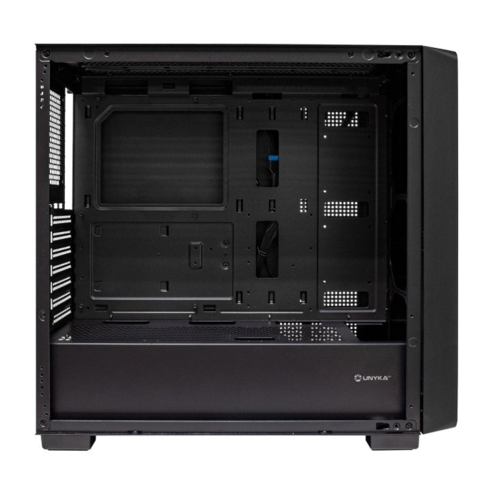 UNYKACH Gaming-PC-Gehäuse mit Holzfront und gehärtetem Glas