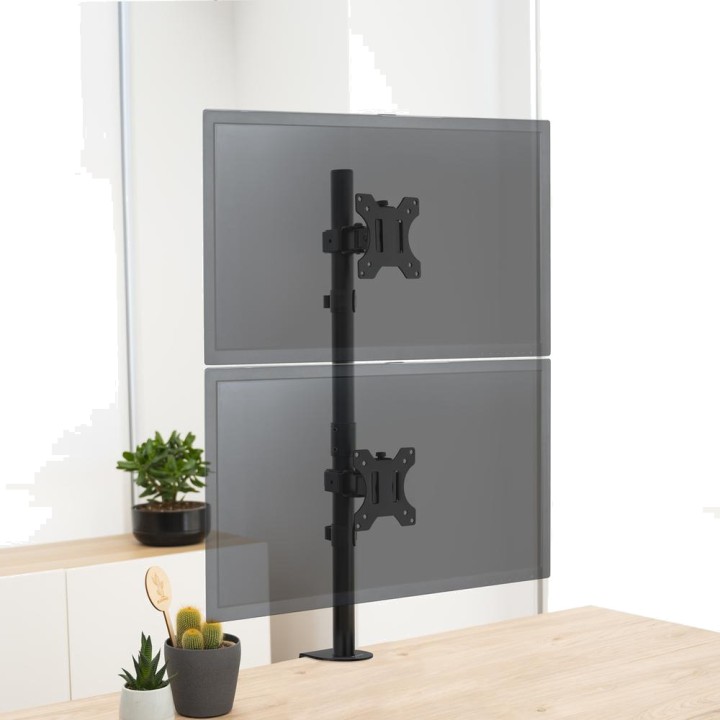 TOOQ Support de bureau vertical pour deux écrans superposés