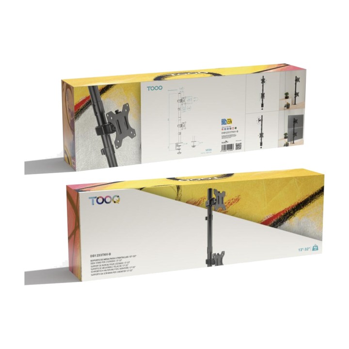 TOOQ Vertical desk mount for two stacked monitors DB1233TNV