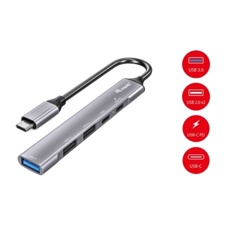 aluminium usb-c hub with pd charging and 4 ports life 1x3.2 2x2.0 100w