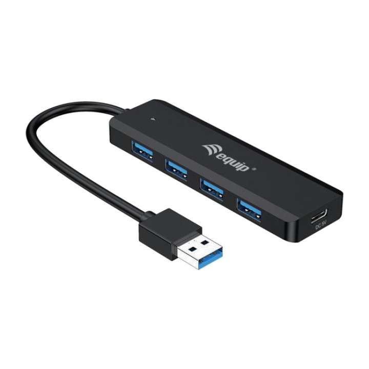 EQUIP USB-Hub mit 4 Anschlüssen, Typ-C-Stromeingang und