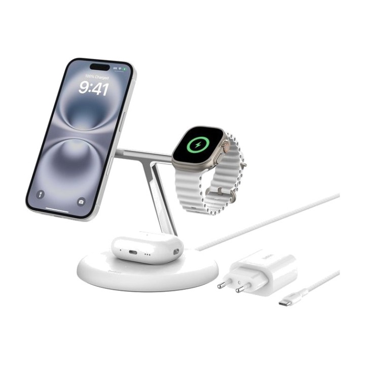 BELKIN Supporto di ricarica wireless 3 in 1 per iPhone,