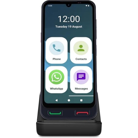sim-lockfreies smartphone für senioren mit 6,1 zoll und ladestation zeus-2-pro 128gb 4gb-ram