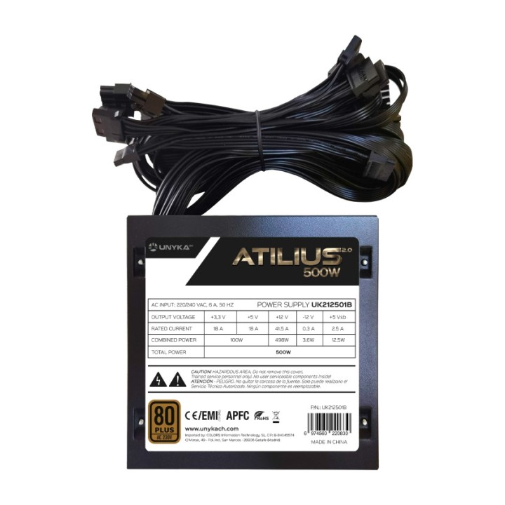 UNYKACH Alimentatore ATX gaming 80 Plus Bronze per PC