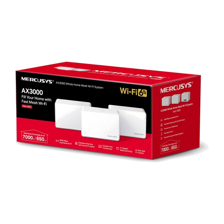 MERCUSYS Sistema WiFi 6 mesh de dupla faixa HALO-H80X AX3000