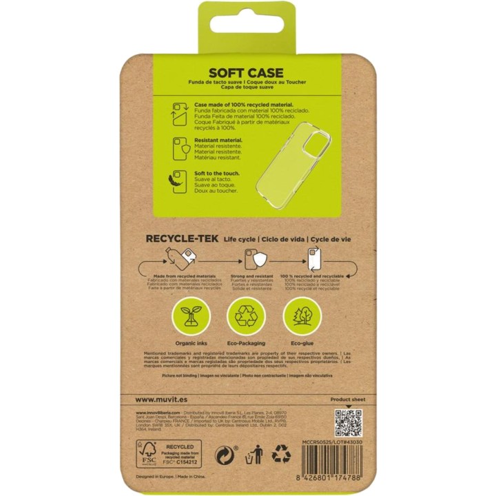 MUVIT Funda reciclada para móvil RECYCLETEK-IPHONE 16 PRO