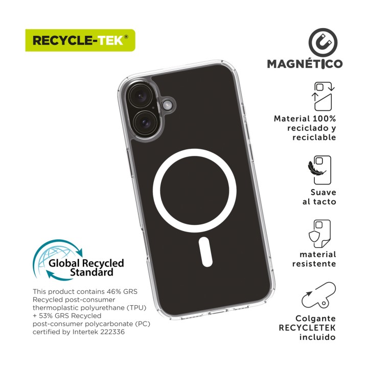 MUVIT Recycled magnetic phone case RECYCLETEK-MAGSAFE