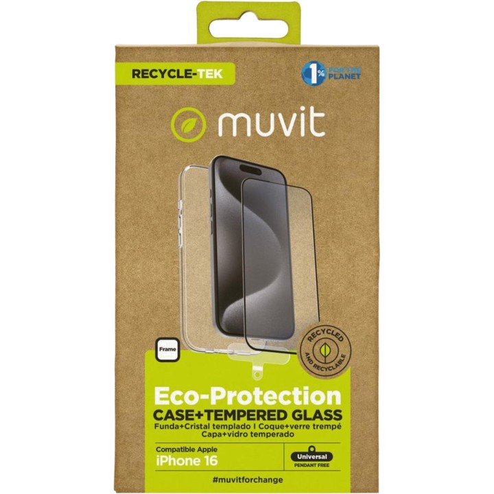 MUVIT Coque de téléphone recyclée avec protection d’écran en