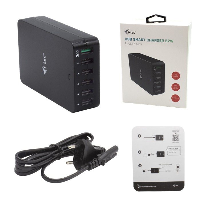 I-TEC Chargeur USB de bureau avec 6 ports USB-A CHARGER6P52W